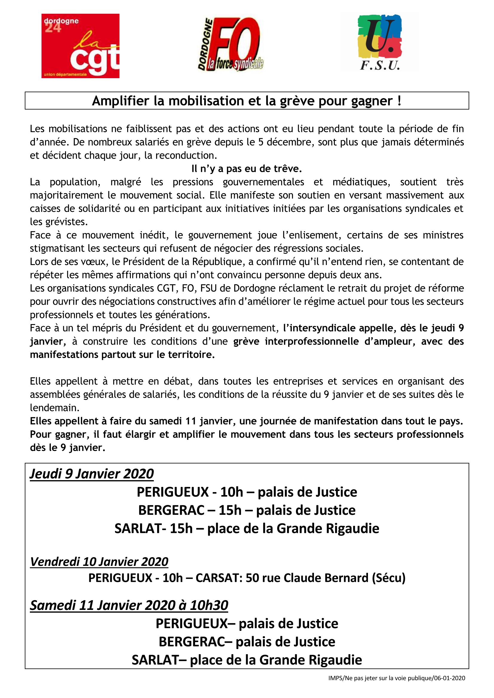 tract intersyndical 9 10 et 11 janvier 2020 Page 1