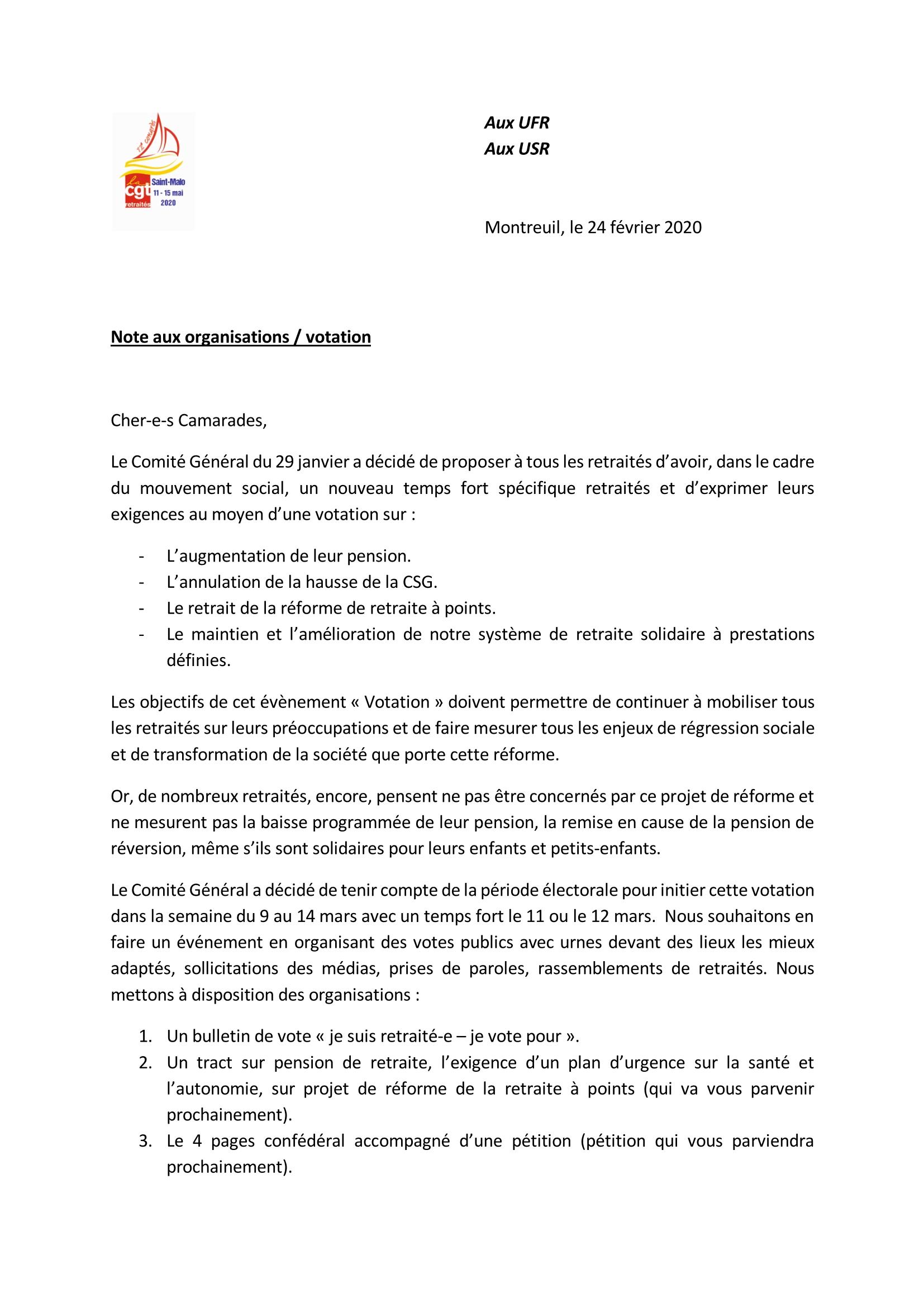 Note aux organisations votation 2020 Page 1