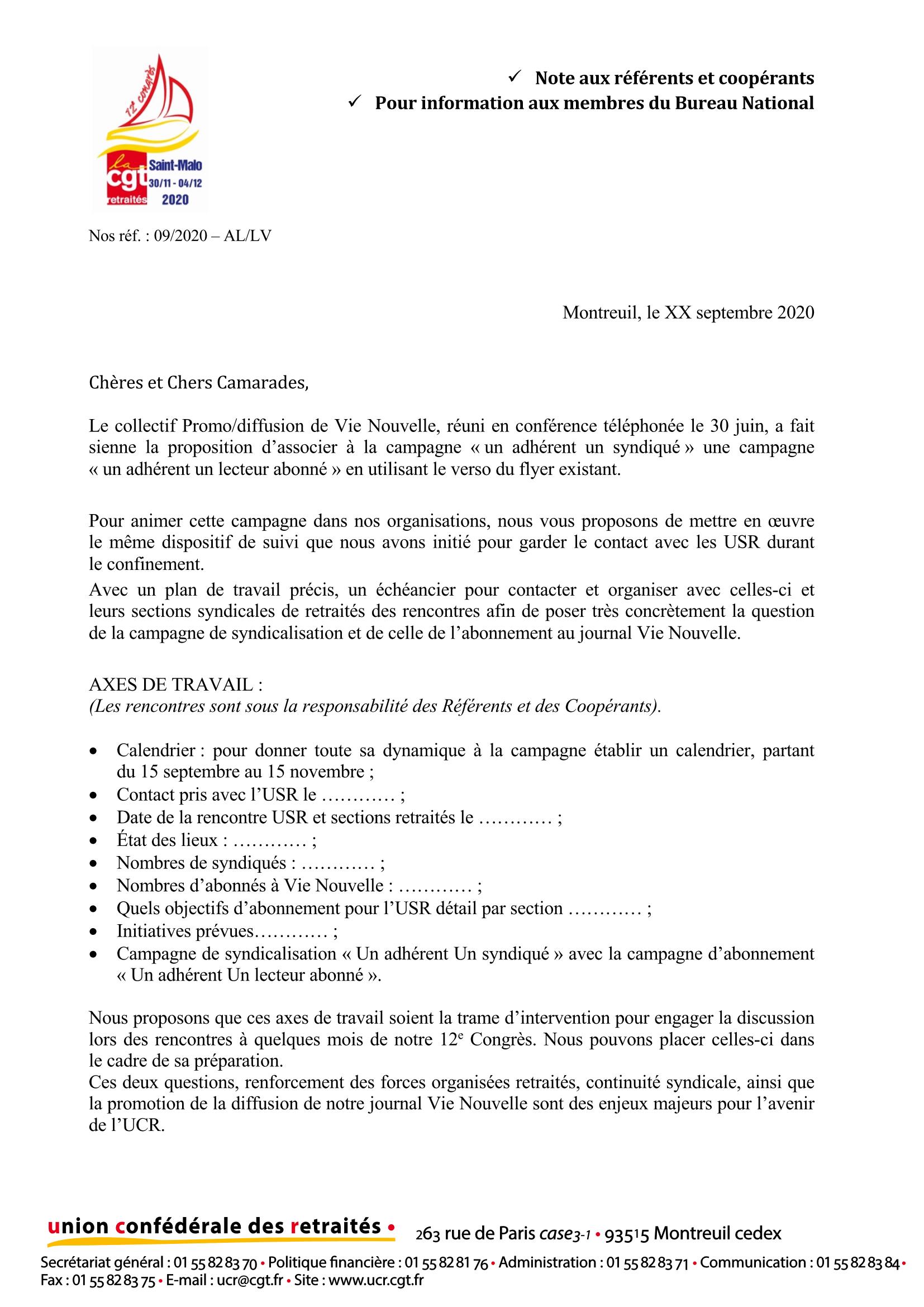 Note campagne adhesion abonnement Page 1